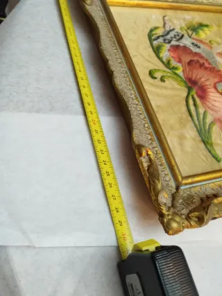 Cuadro bordado seda china s.XIX.