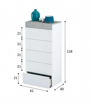 Sinfonier 5 Cajones. Blanco Artik/Cemento