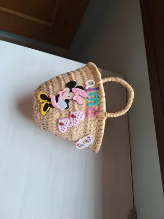 Bolso mimbre niña nombre personalizado