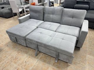 Mueble Salón Sofá Cama L Arcón Oculto Gris NUEVO