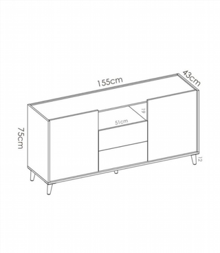 Aparador 2 puertas 2 Cajones.