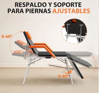 Camilla Masaje Plegable Portátil Negra/Naranja