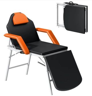 Camilla Masaje Plegable Portátil Negra/Naranja