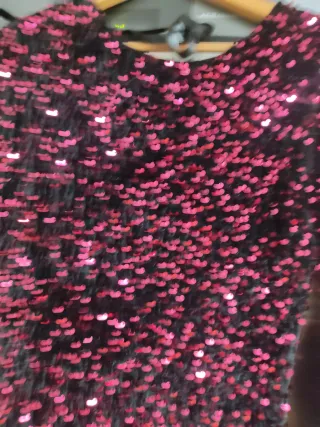 Vestido lentejuelas negro y rosa Talla M