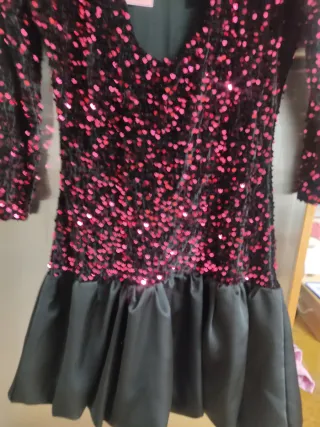 Vestido lentejuelas negro y rosa Talla M