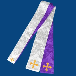 Estola Reversible Damasco Morado/Blanco