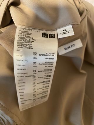 Americana Uniqlo Talla XL Slim Fit Beige