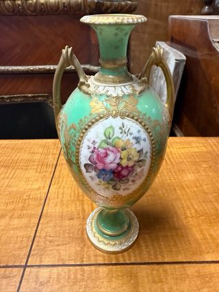 Vasetto adurna inglese porcellana oro verde