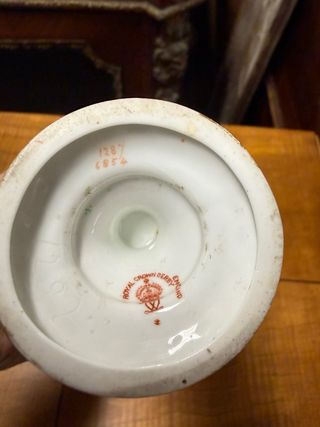 Vasetto adurna inglese porcellana oro verde