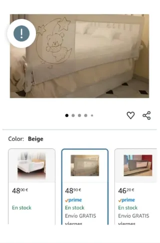 Barra de seguridad para cama infantil.