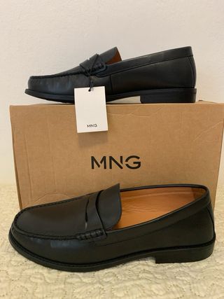 Mocasines de piel negros Mango Talla 44