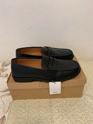 Mocasines de piel negros Mango Talla 44