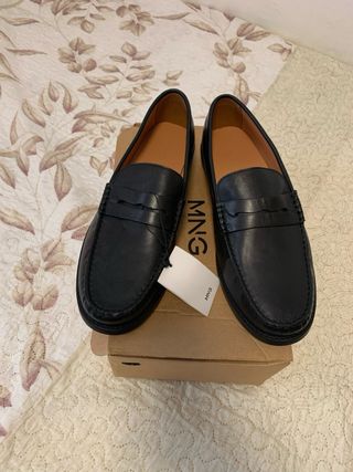 Mocasines de piel negros Mango Talla 44