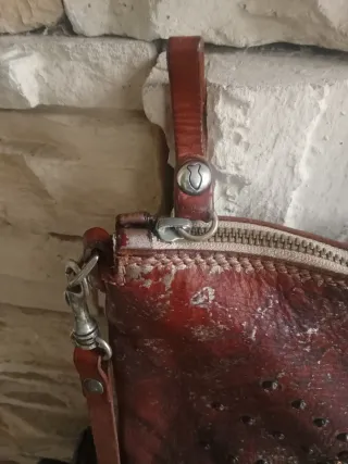 Borsa a tracolla Campomaggi marrone/rossa