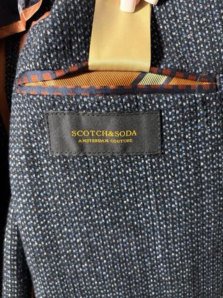 Chaqueta de traje hombre azul y gris