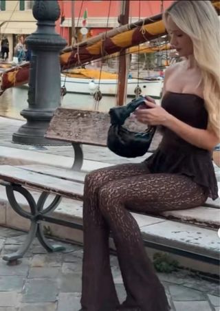 Conjunto Zara encaje marrón