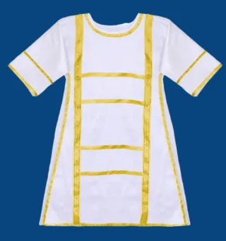 Tunicela Dalmática Episcopal Blanca y Dorada