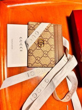Portacarte Gucci GG Supreme Beige/Oro