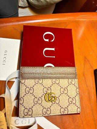 Portacarte Gucci GG Supreme Beige/Oro