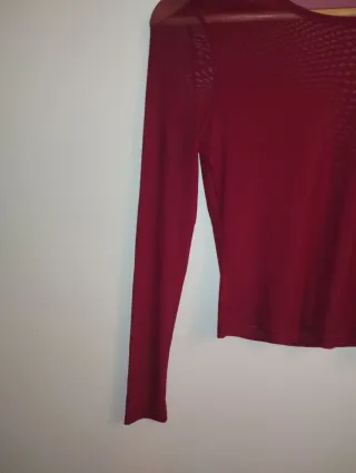 Camiseta burdeos manga larga mujer talla S sin usa