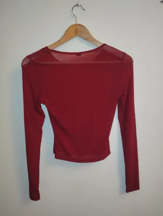 Camiseta burdeos manga larga mujer talla S sin usa