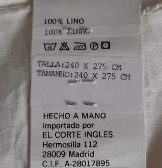 COLCHA LINO BORDADA A MANO 240x275