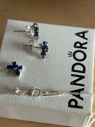 Conjunto Pandora Mariposa Azul Plata