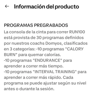 Cinta de correr Domyos RUN 100. Solo 36h de uso.