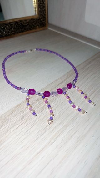 Collar elegante perlas y piedras naturales