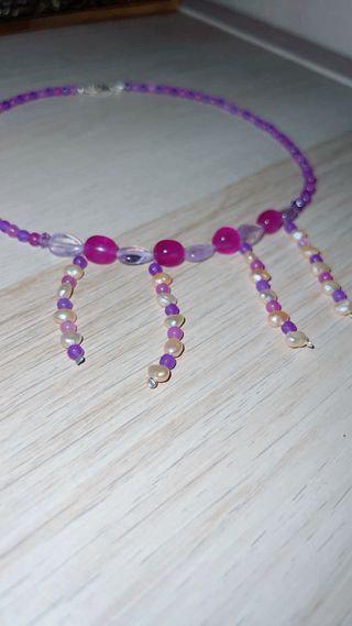 Collar elegante perlas y piedras naturales