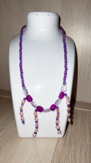 Collar elegante perlas y piedras naturales