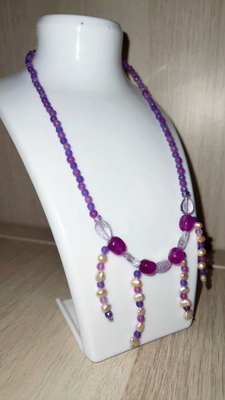 Collar elegante perlas y piedras naturales