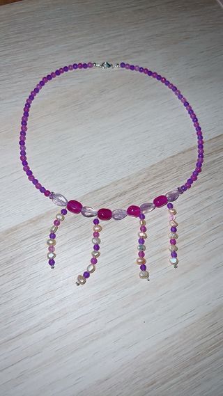 Collar elegante perlas y piedras naturales