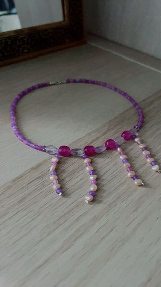 Collar elegante perlas y piedras naturales