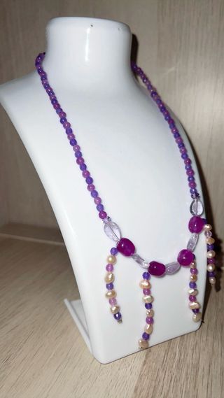 Collar elegante perlas y piedras naturales