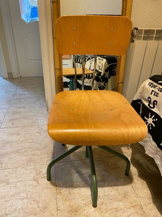 Silla Taller Vintage Madera y Metal