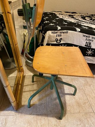 Silla Taller Vintage Madera y Metal