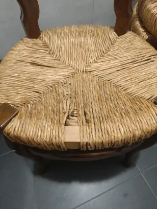 Conjunto de 4 Sillas Antiguas Madera y Mimbre