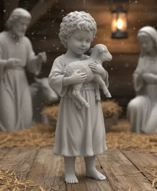 Niño con oveja para belén,stock ilimitado