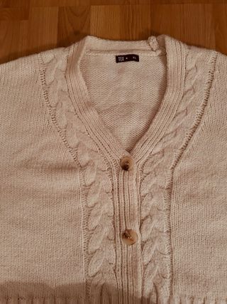 Cárdigan de punto TEX beige talla XL