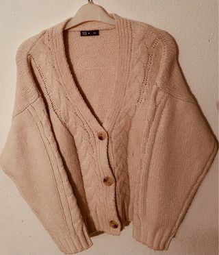Cárdigan de punto TEX beige talla XL