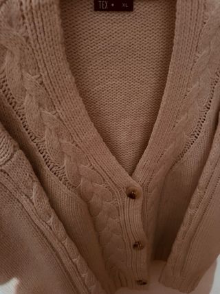 Cárdigan de punto TEX beige talla XL