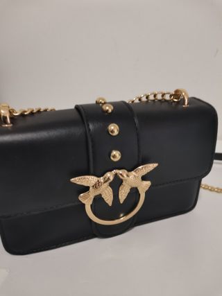 Borsa Pinko nera con tracolla oro