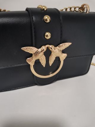 Borsa Pinko nera con tracolla oro