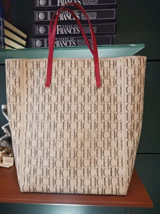 Bolso Shopping CH Beige y Rojo