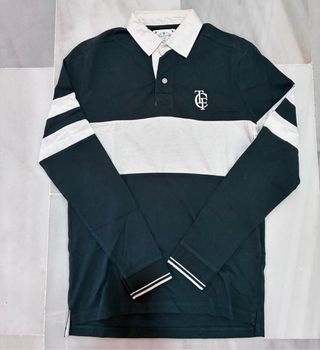 Polo manga larga verde y blanco Talla S