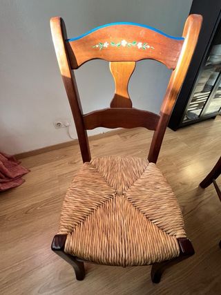 Mesa redonda madera maciza + 6 sillas