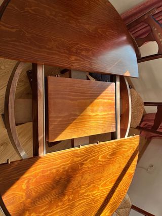 Mesa redonda madera maciza + 6 sillas