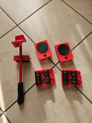 Kit set 4 Carrelli ruote rulli Sposta Mobili leva