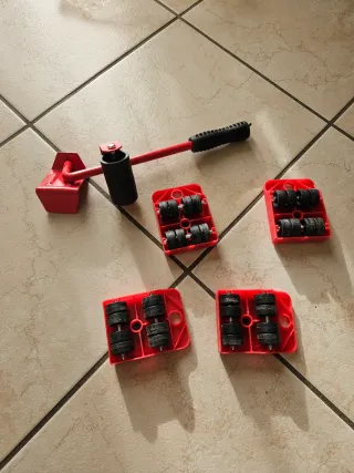 Kit set 4 Carrelli ruote rulli Sposta Mobili leva